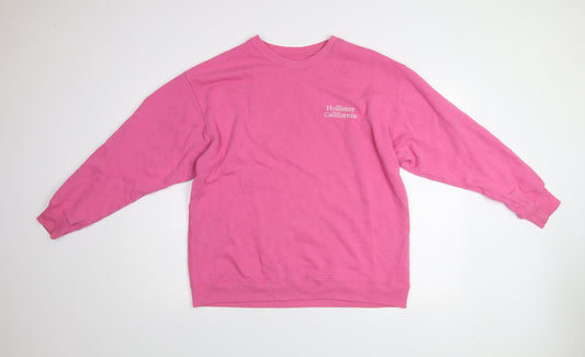 Hollister Womens Pink Cotton Blend Crew Neck Sweatshirt Size S