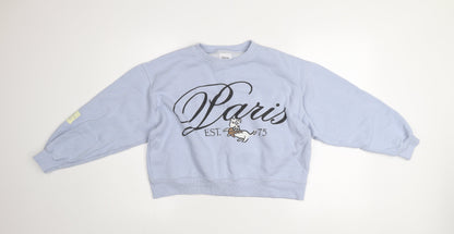 Zara Girls Blue Paris Graphic Print Pullover Sweatshirt 13-14 Years