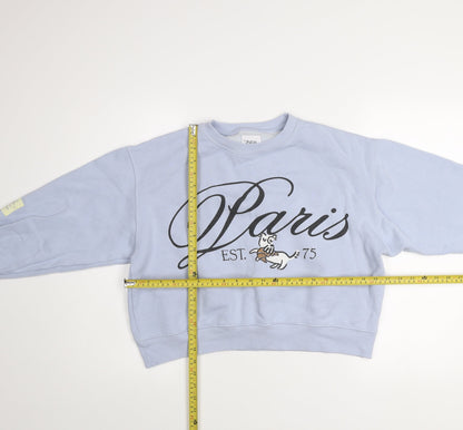 Zara Girls Blue Paris Graphic Print Pullover Sweatshirt 13-14 Years