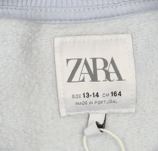 Zara Girls Blue Paris Graphic Print Pullover Sweatshirt 13-14 Years