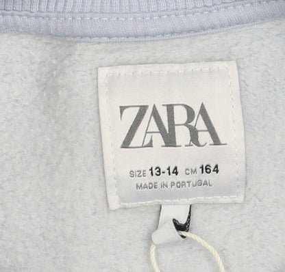 Zara Girls Blue Paris Graphic Print Pullover Sweatshirt 13-14 Years