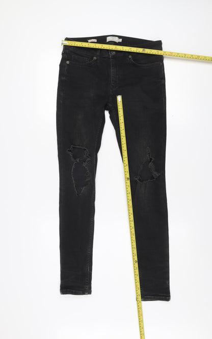 Topman Men's Black Skinny Distressed Jeans Size 28