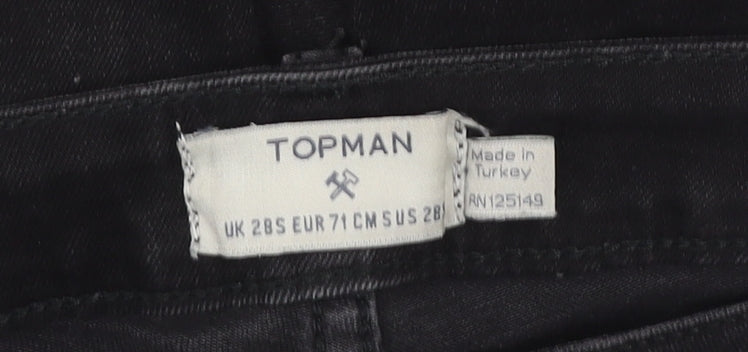 Topman Men's Black Skinny Distressed Jeans Size 28