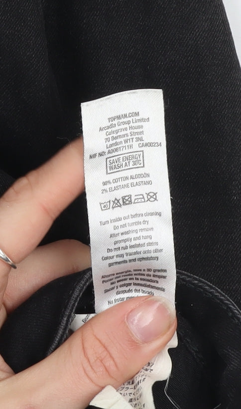 Topman Men's Black Skinny Distressed Jeans Size 28