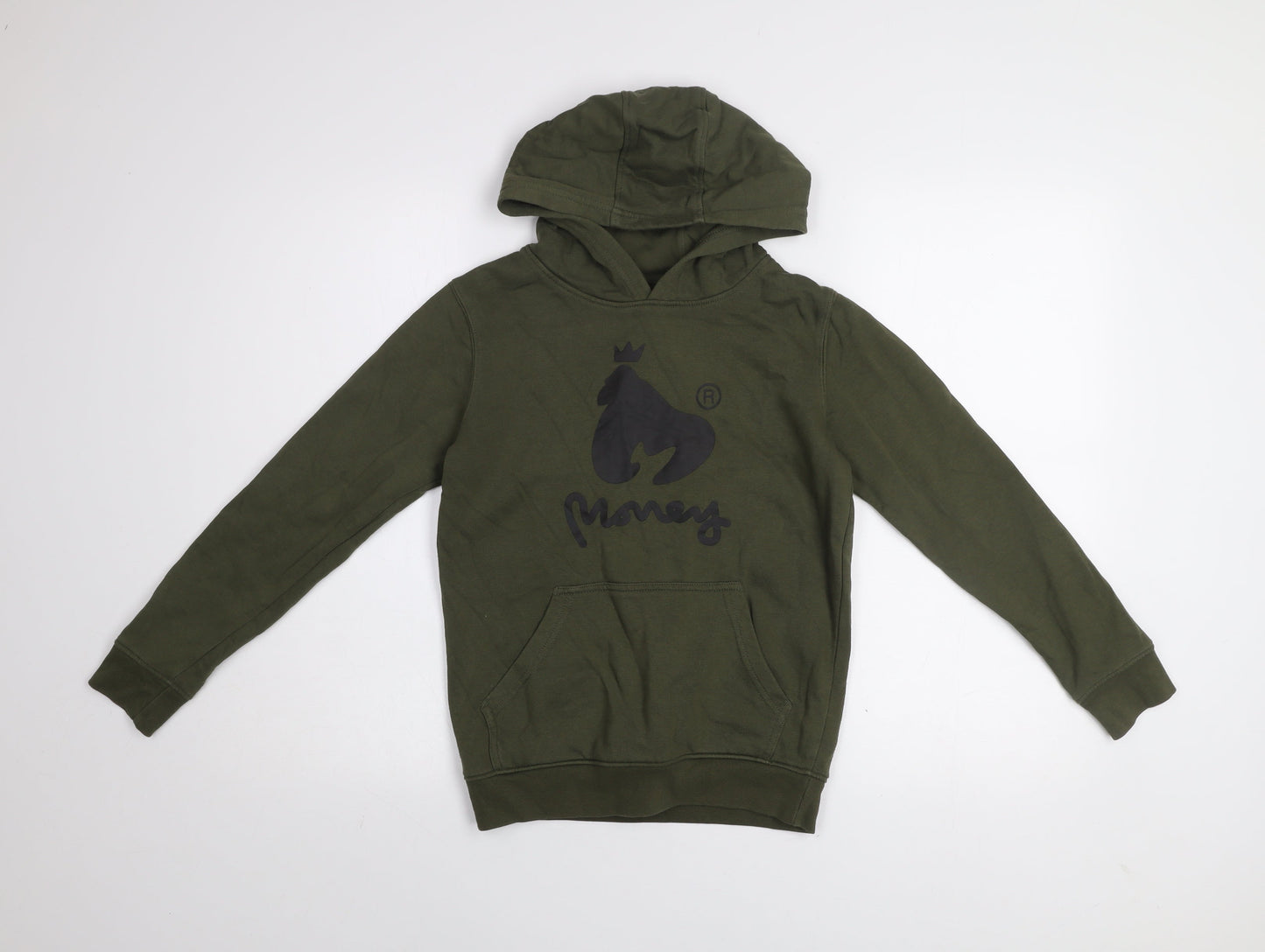 Money Boys Green Hoodie 9-10 Years Pullover Cotton Blend Logo Design
