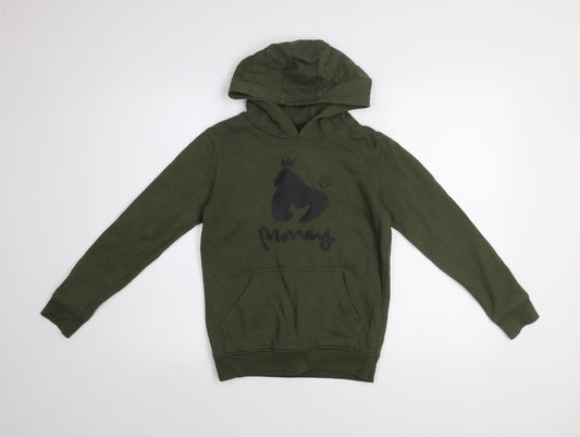Money Boys Green Hoodie 9-10 Years Pullover Cotton Blend Logo Design