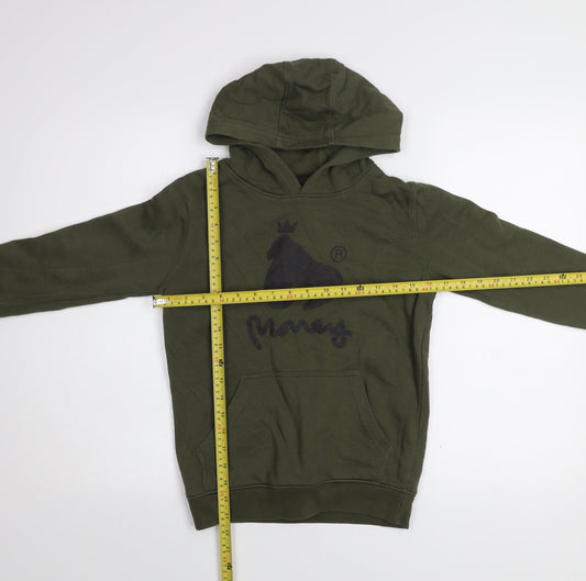 Money Boys Green Hoodie 9-10 Years Pullover Cotton Blend Logo Design