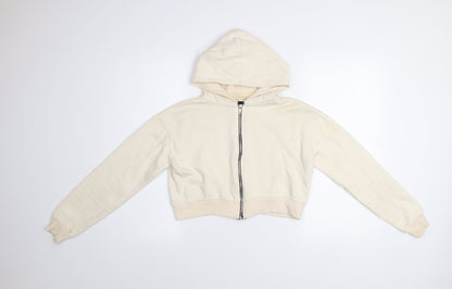 Womens UK Size S PRETTYLITTLETHING Beige Full Zip Hoodie
