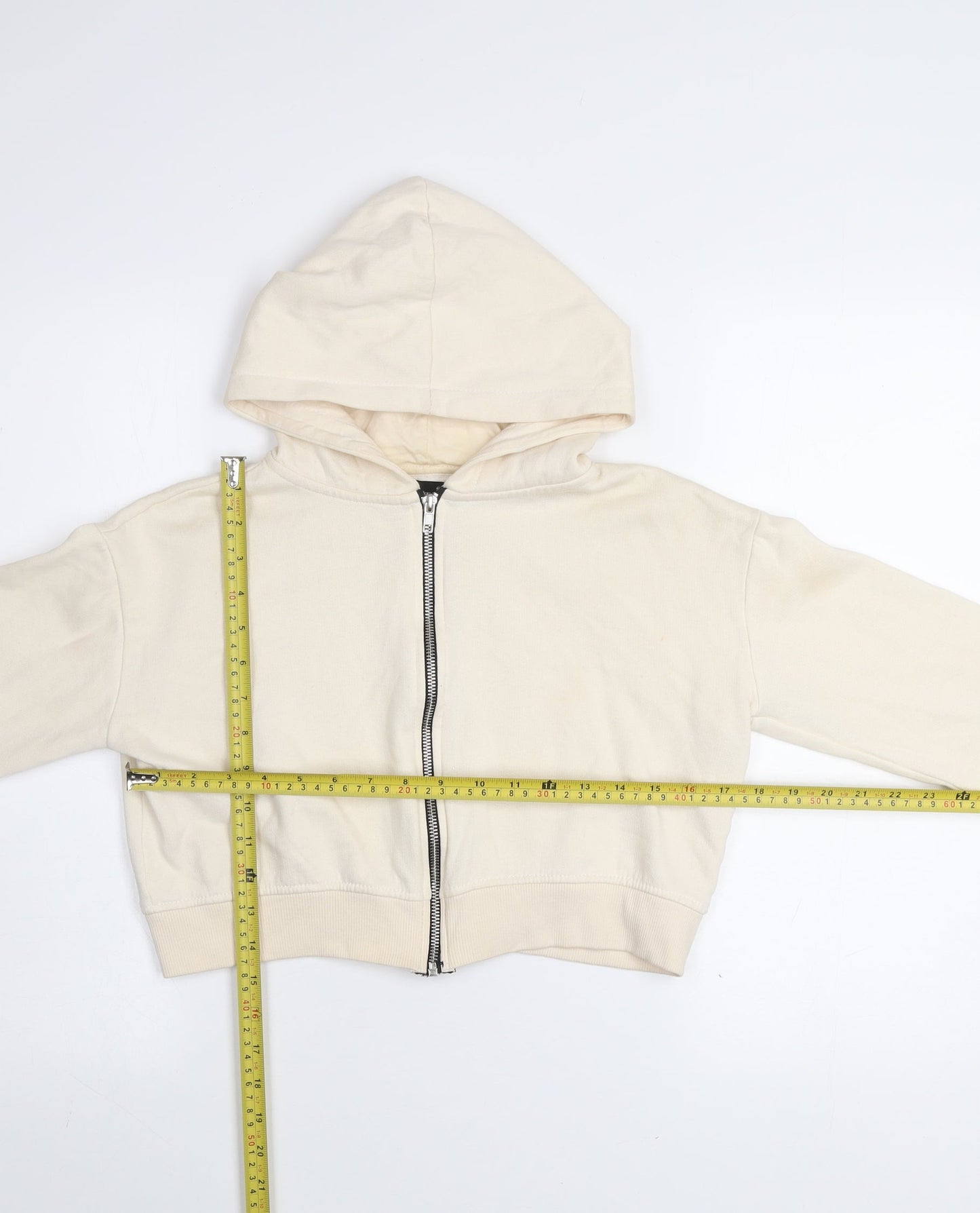 Womens UK Size S PRETTYLITTLETHING Beige Full Zip Hoodie
