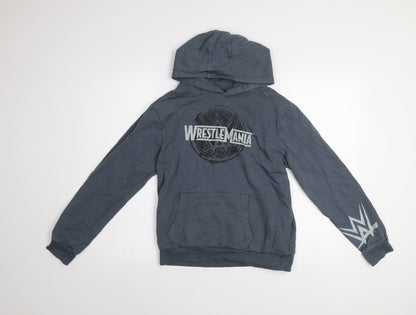 WWE WrestleMania Boys Grey Pullover Hoodie 12-13 Years Cotton Blend