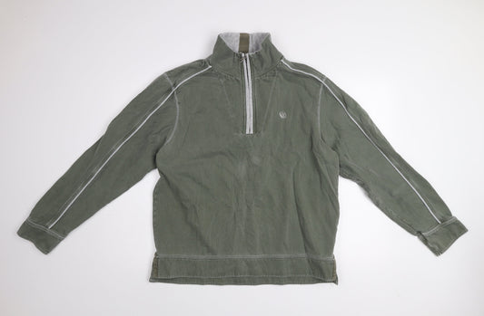 We Originals Mens Green L Half Zip High Neck Sweatshirt