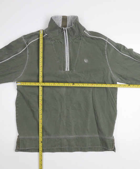 We Originals Mens Green L Half Zip High Neck Sweatshirt