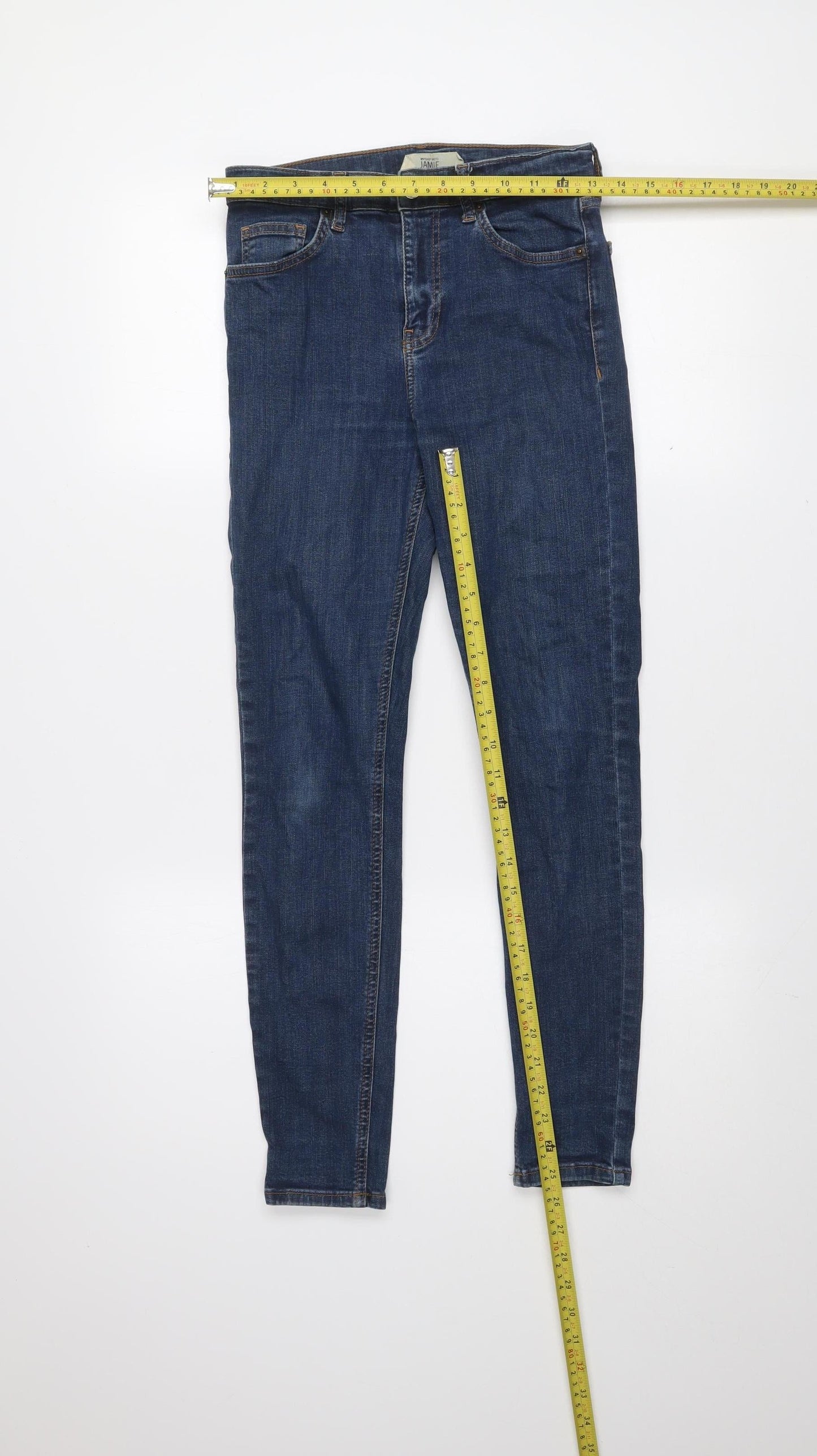 Topshop Women’s Blue Jamie Skinny Jeans Size 10 W28 L32 High Rise