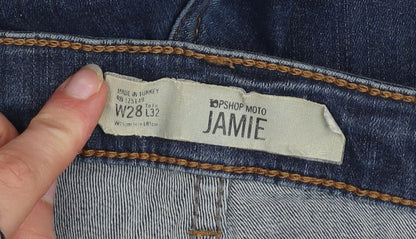 Topshop Women’s Blue Jamie Skinny Jeans Size 10 W28 L32 High Rise