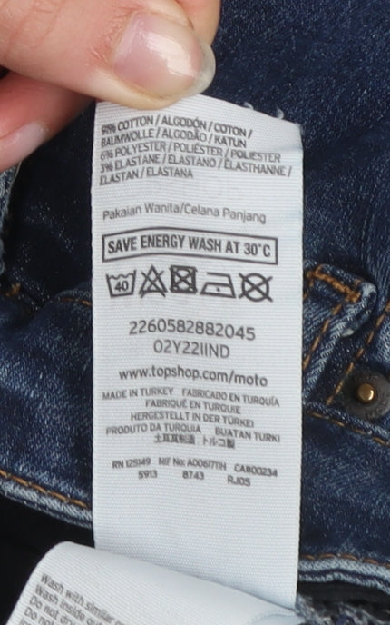 Topshop Women’s Blue Jamie Skinny Jeans Size 10 W28 L32 High Rise