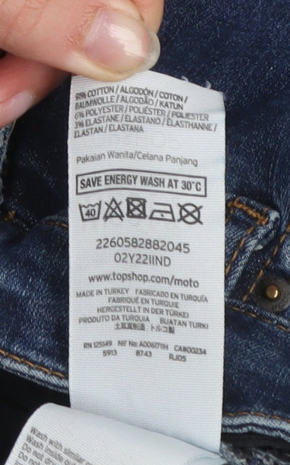 Topshop Women’s Blue Jamie Skinny Jeans Size 10 W28 L32 High Rise