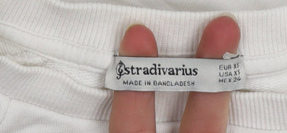 Womens UK Size XS Stradivarius White Pullover Sweatshirt