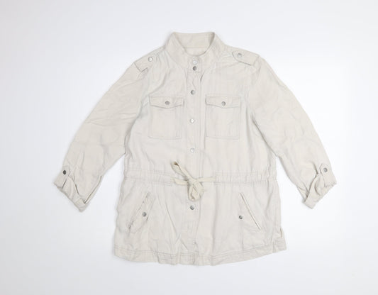 LOFT Women Petites Beige Lyocell Military Jacket S