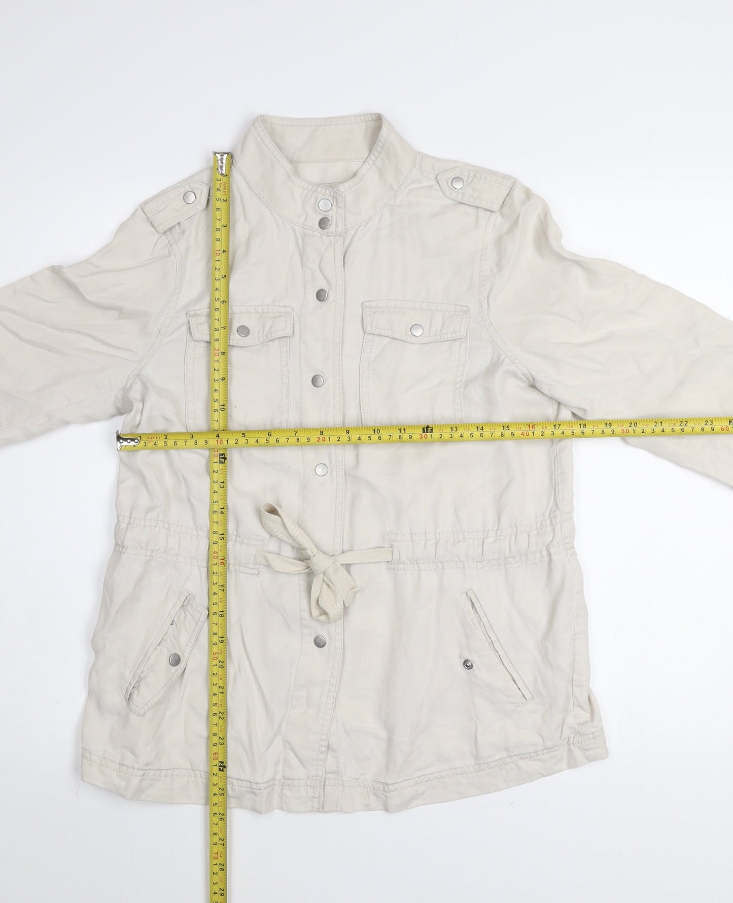 LOFT Women Petites Beige Lyocell Military Jacket S