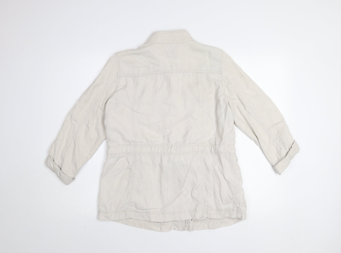 LOFT Women Petites Beige Lyocell Military Jacket S