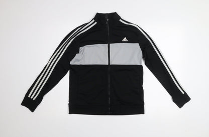 Adidas Boys Black & Grey Track Jacket 13-14 Years Full Zip Activewear