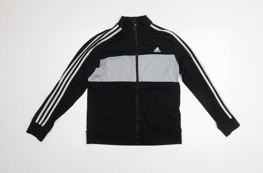 Adidas Boys Black & Grey Track Jacket 13-14 Years Full Zip Activewear