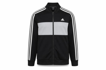 Front view of Adidas boys’ black & grey track jacket 13-14 years full zip activewear