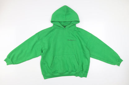 Boohoo Women Green Pullover Hoodie Medium Cotton Blend Casual