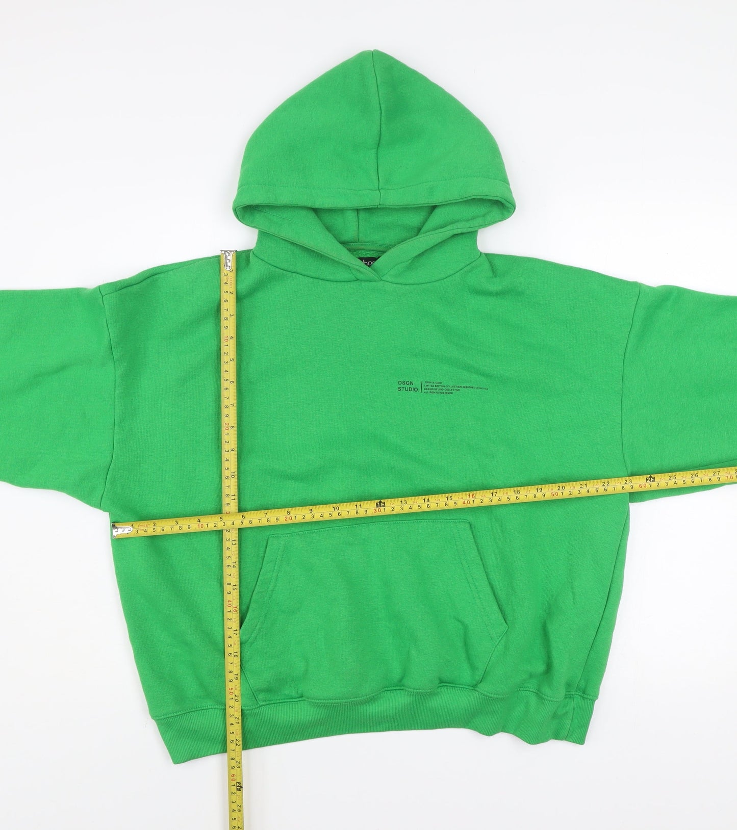 Boohoo Women Green Pullover Hoodie Medium Cotton Blend Casual