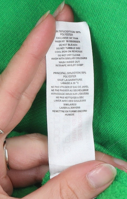 Boohoo Women Green Pullover Hoodie Medium Cotton Blend Casual