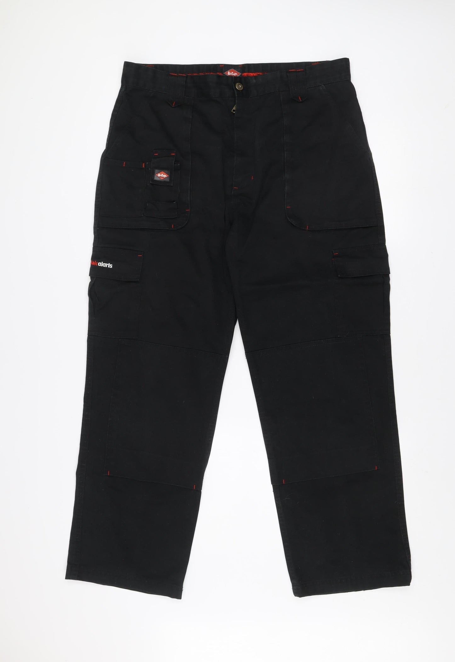 Lee Cooper Men's Black Cargo Workwear Trousers 38R Polyester Cotton Blend