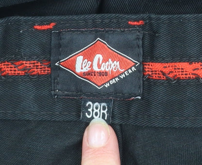 Lee Cooper Men's Black Cargo Workwear Trousers 38R Polyester Cotton Blend
