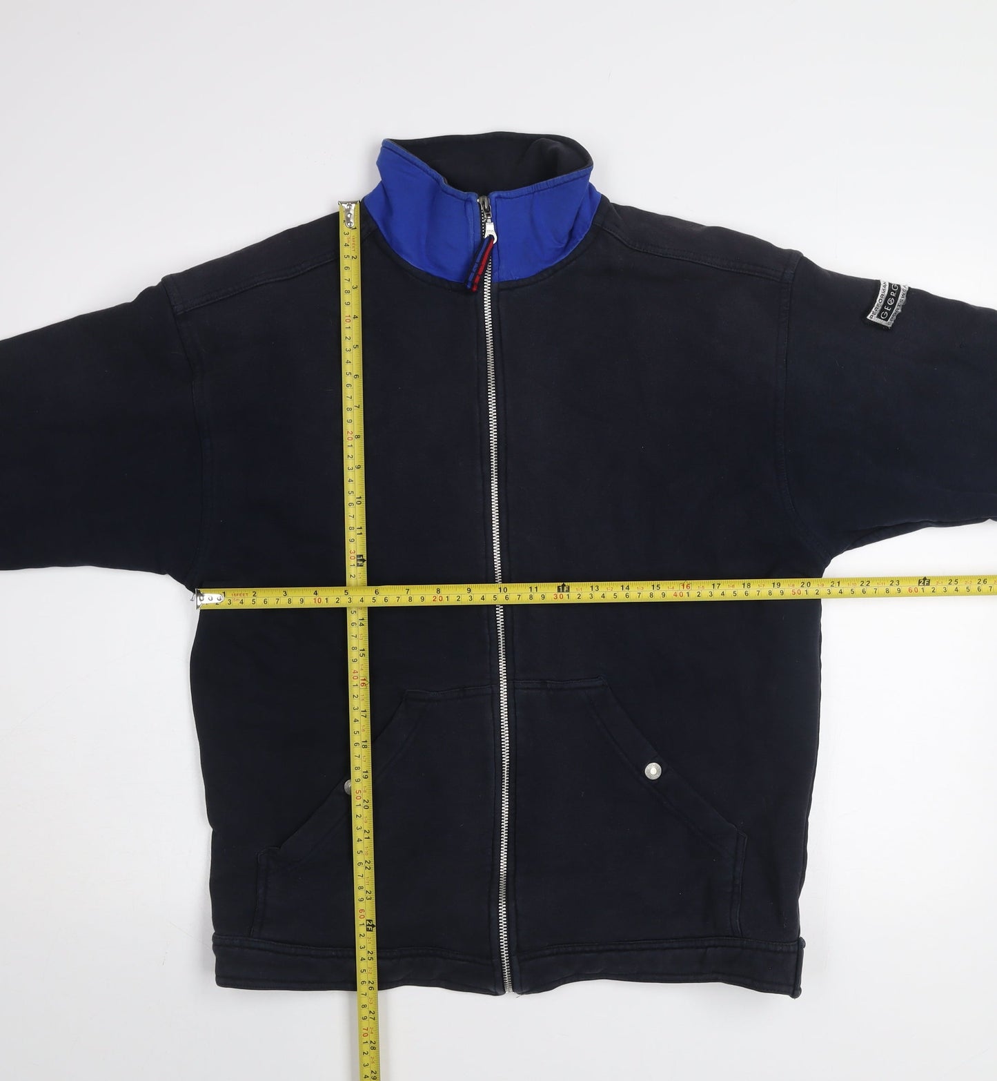 George Men’s Blue Mid-Length Cotton Blend Full Zip Casual Jacket M