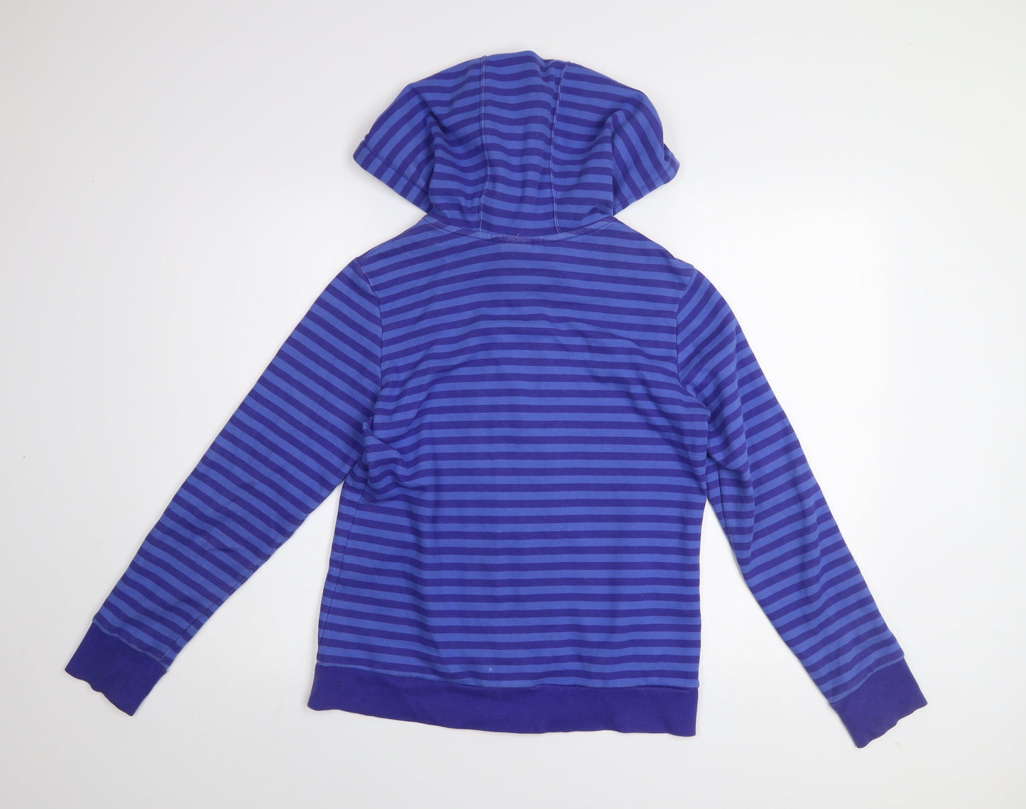 Adidas Womens Blue Striped Full Zip Hoodie Size S 8-10