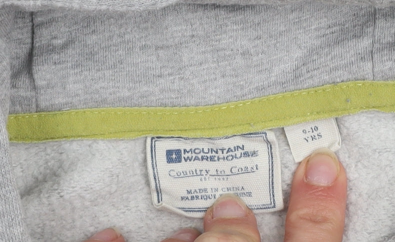 Mountain Warehouse Boys Grey Pullover Hoodie 9-10 Years Cotton Blend Graphic Print