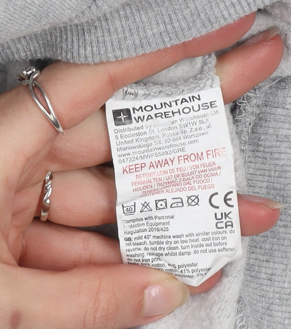 Mountain Warehouse Boys Grey Pullover Hoodie 9-10 Years Cotton Blend Graphic Print