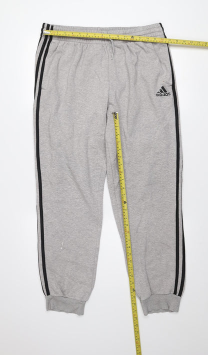 Adidas Men's Grey XL Jogger Trousers with Side Stripes