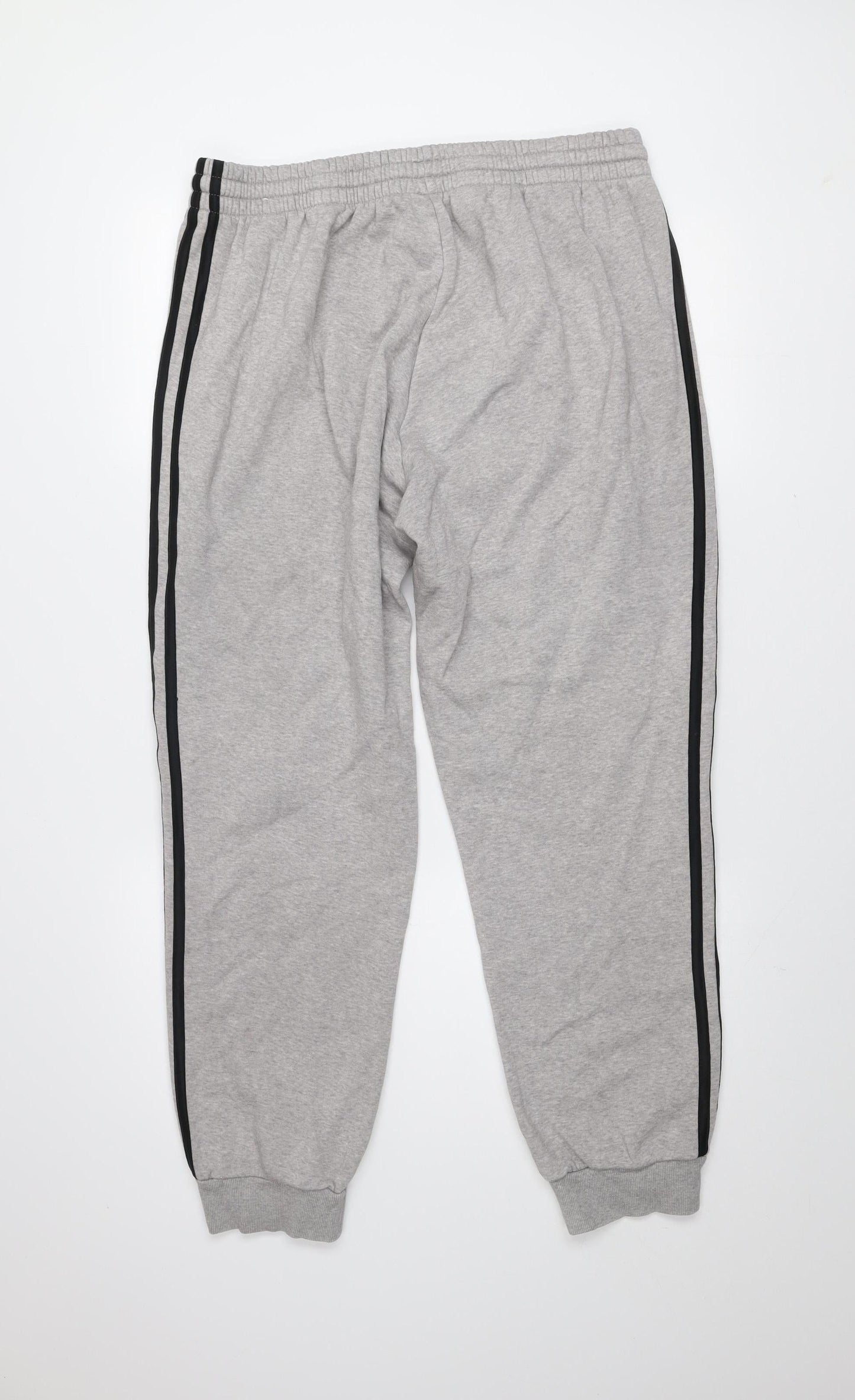 Adidas Men's Grey XL Jogger Trousers with Side Stripes