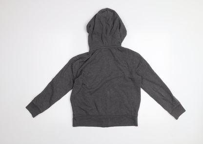 GAP Kids Girls Charcoal Full Zip Hoodie L 10 Logo Graphic Cotton Blend