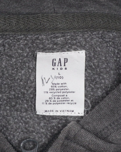 GAP Kids Girls Charcoal Full Zip Hoodie L 10 Logo Graphic Cotton Blend