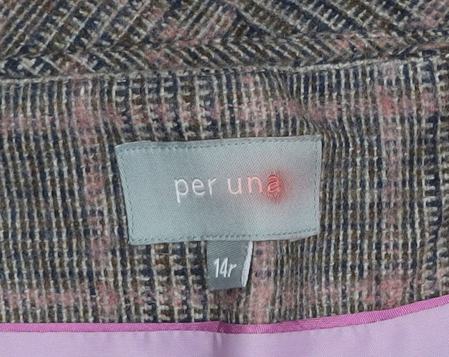 Marks and Spencer Per Una Women's Brown Check A-Line Wool Skirt Size 14R