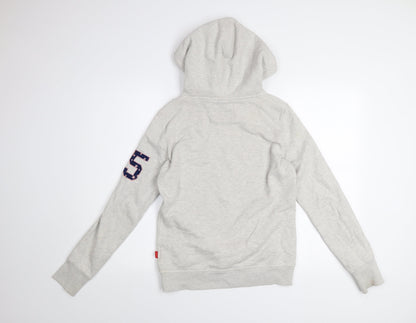 Superdry Heritage Grey Hoodie Women UK 8 Pullover Cotton Blend Casual