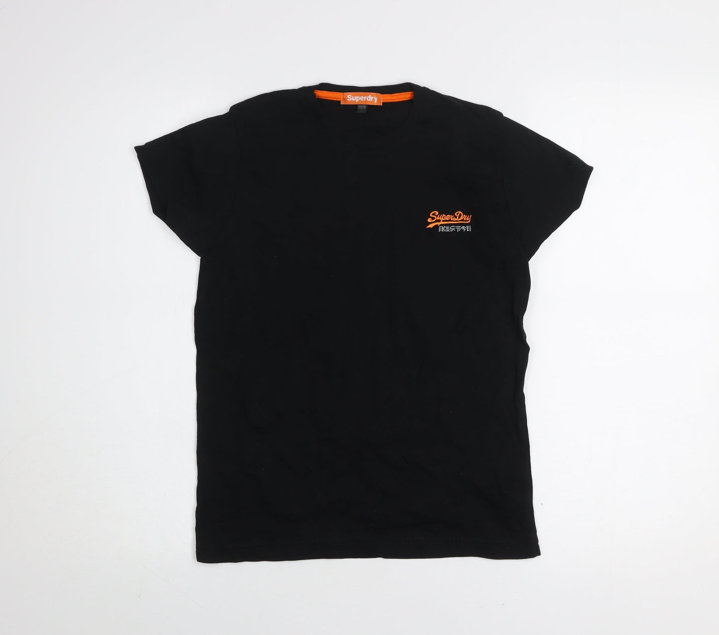 Superdry Boys Black Logo Cotton T-Shirt Size 170 Regular Fit Casual Top