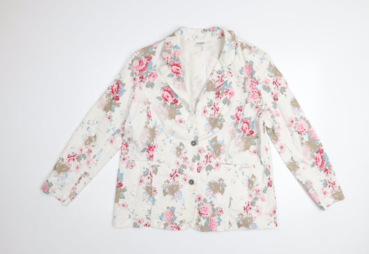 Damart Women’s Multicoloured Floral Cotton Blazer Jacket Size 22