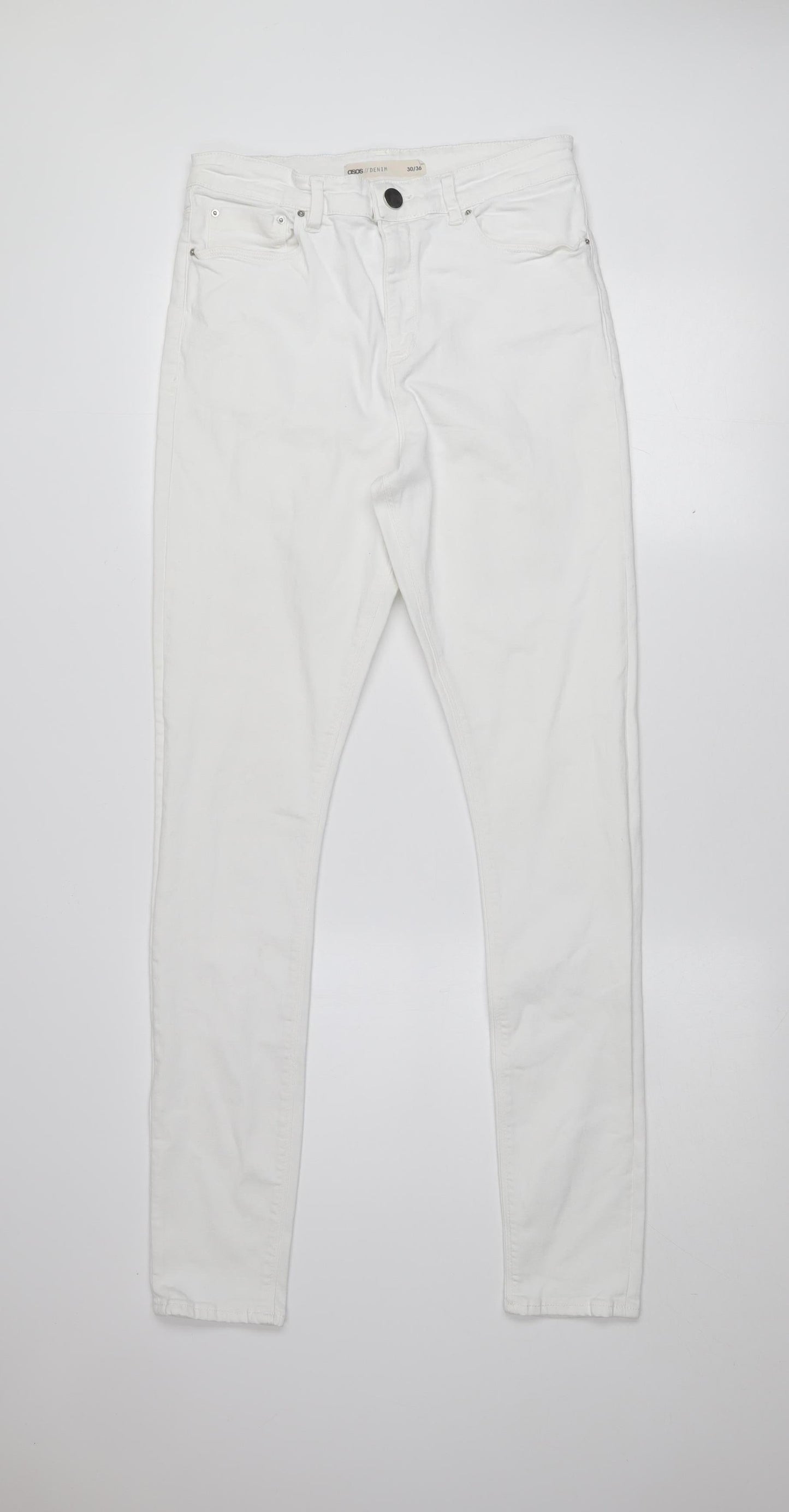 ASOS Women's White Skinny Denim Jeans Size 12 High Rise Stretch