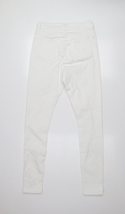 ASOS Women's White Skinny Denim Jeans Size 12 High Rise Stretch