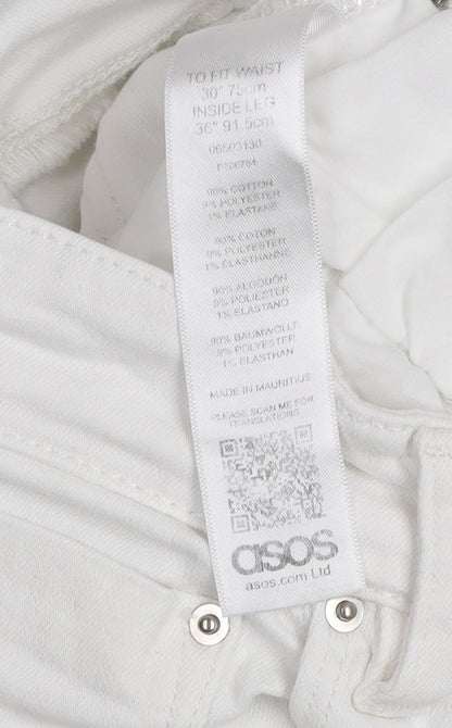 ASOS Women's White Skinny Denim Jeans Size 12 High Rise Stretch