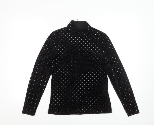 Womens UK Size XS Hallhuber Black Tunic Blouse