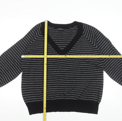 Dorothy Perkins Women’s Black Striped V-Neck Pullover Jumper Size 20
