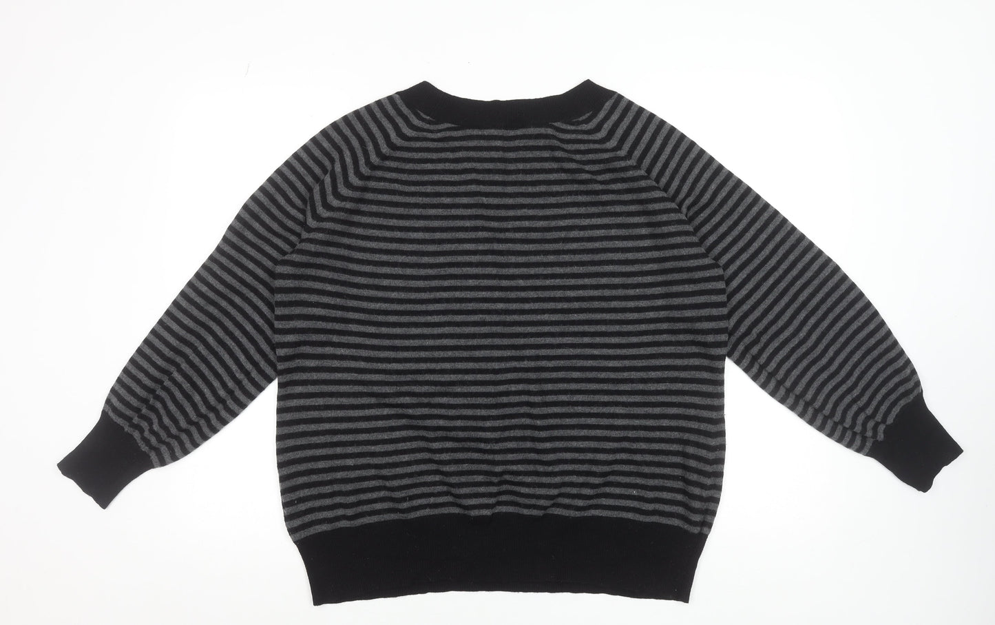 Dorothy Perkins Women’s Black Striped V-Neck Pullover Jumper Size 20